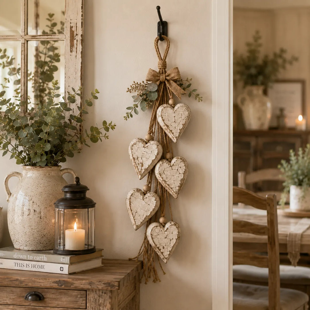 Alinora - Distressed Heart Tassel Wall Accent