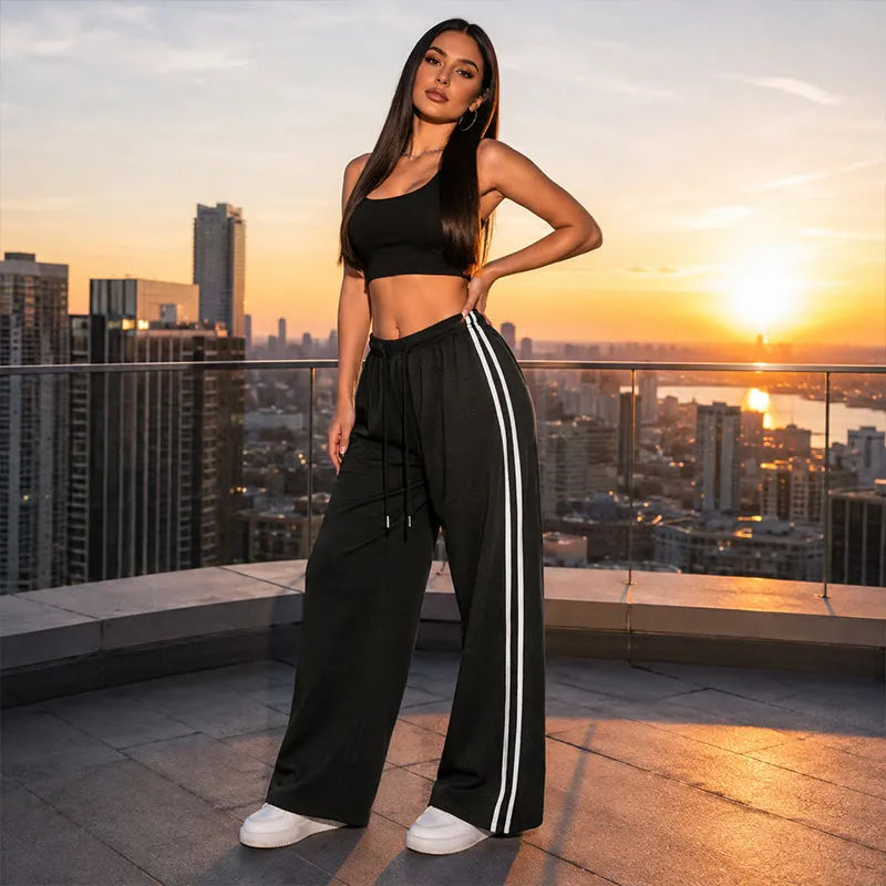 Adorielle - Sporty Stripe Wide Leg Pants