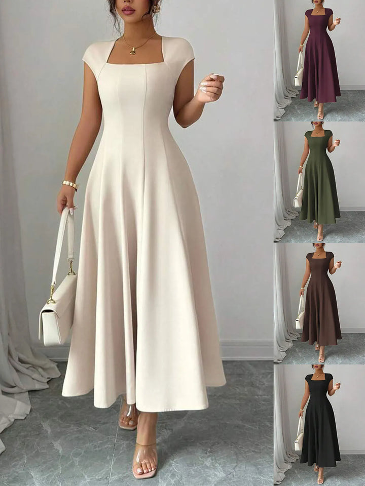 Ysolenne - Soft-Touch Square-Neck Midi Dress