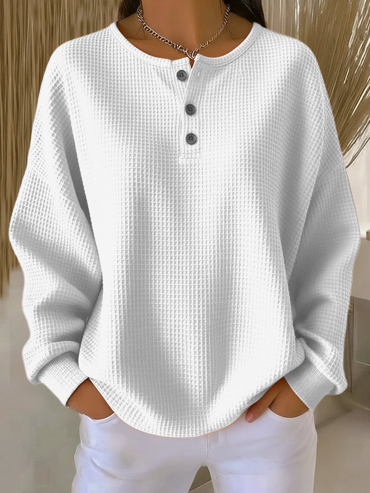 Carabelle - Textured Henley Sweatshirt