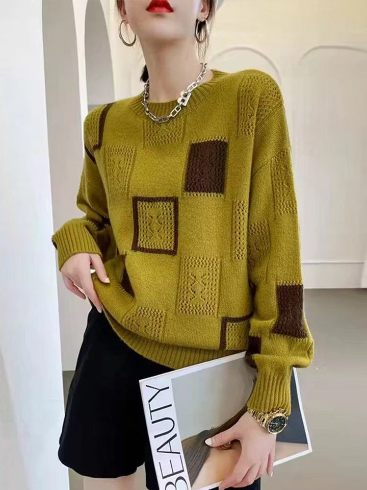Adorelle - Artistic Patchwork Knit Sweater