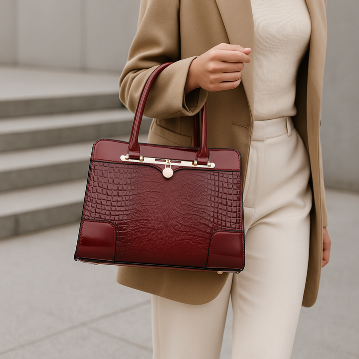 Aeryn - Structured Croc-Effect Handbag