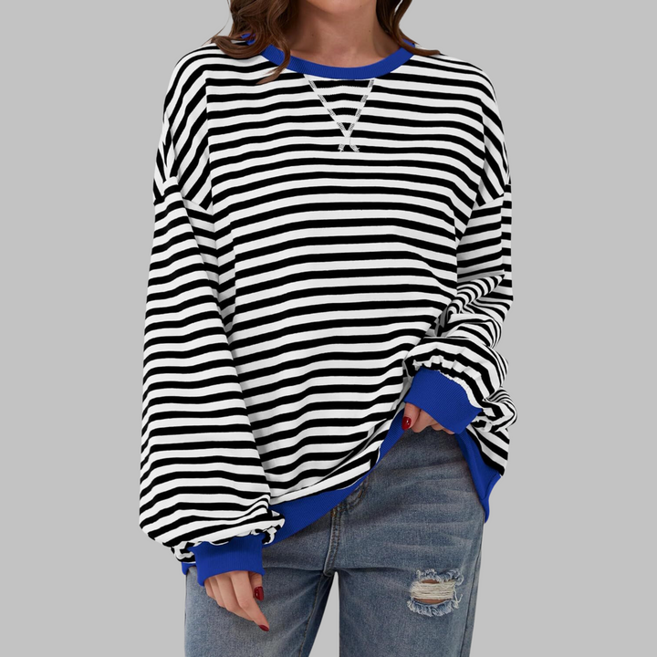 Viveca - Soft-Touch Striped Long-Sleeve Sweatshirt