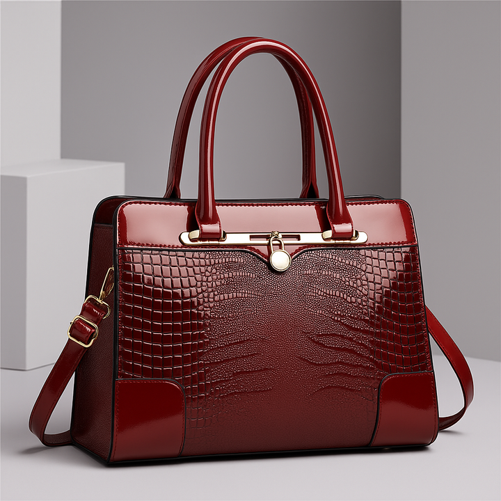 Aeryn - Structured Croc-Effect Handbag
