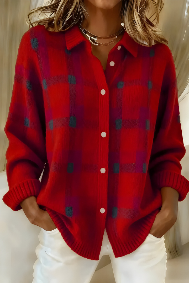 Ashara - Soft-Touch Checked Cardigan