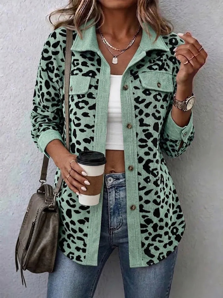 Miressia - Button Front Animal Print Cardigan