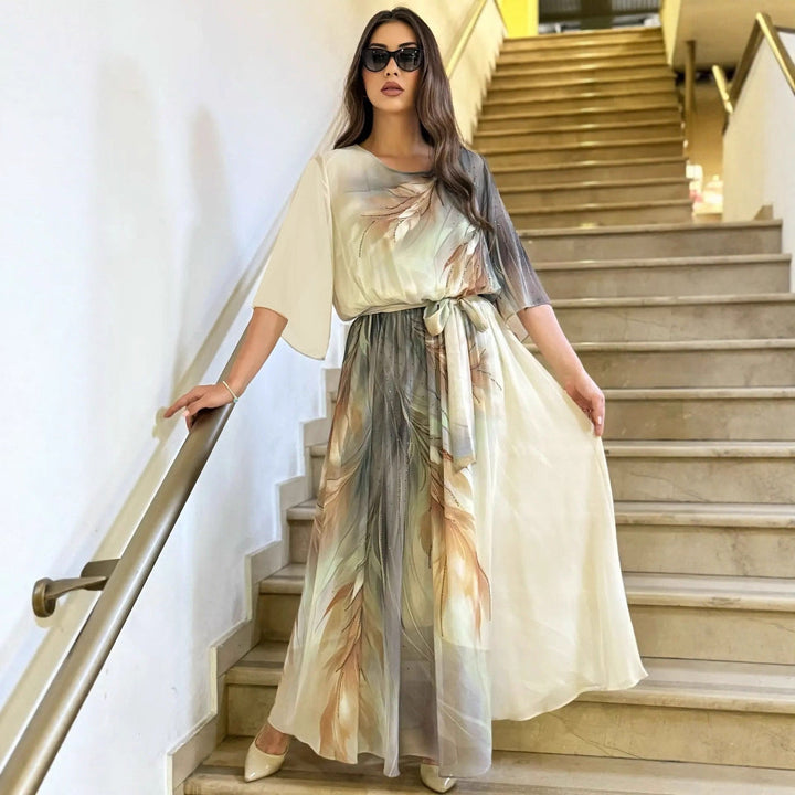 Halinor - Elegant Chiffon Maxi Dress