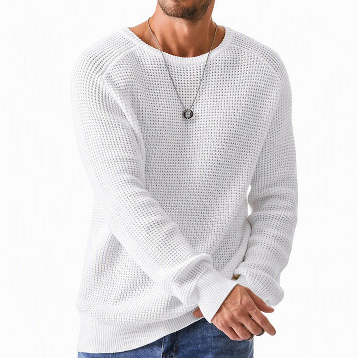 Isric - Textured Crew Neck Knit Sweater