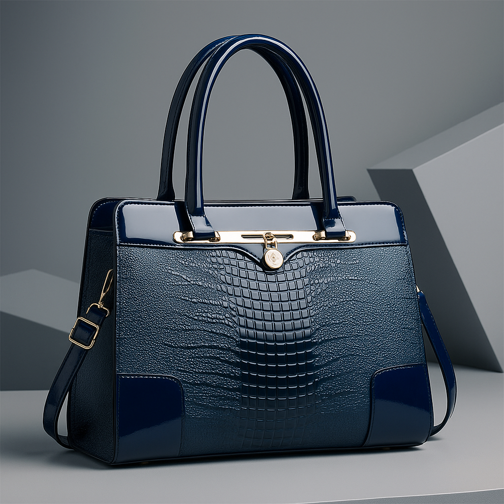 Aeryn - Structured Croc-Effect Handbag