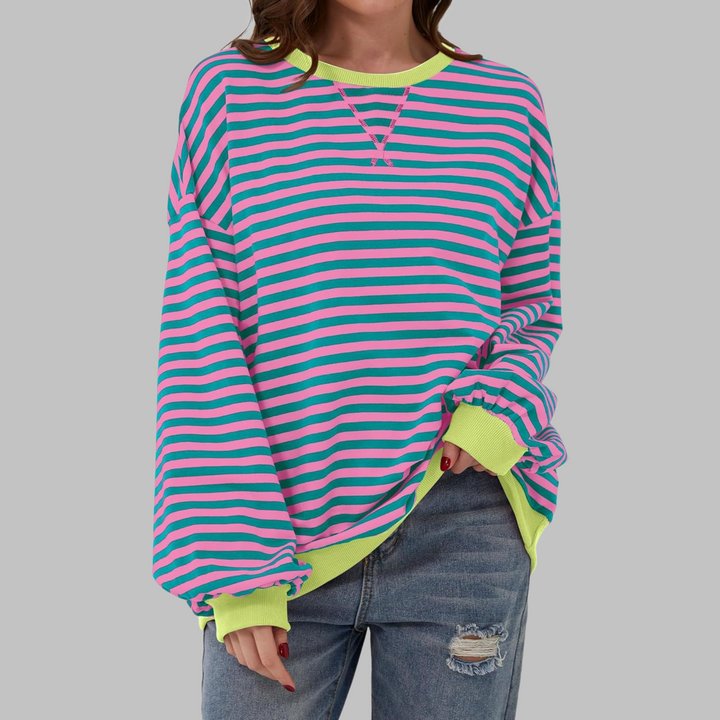Viveca - Soft-Touch Striped Long-Sleeve Sweatshirt