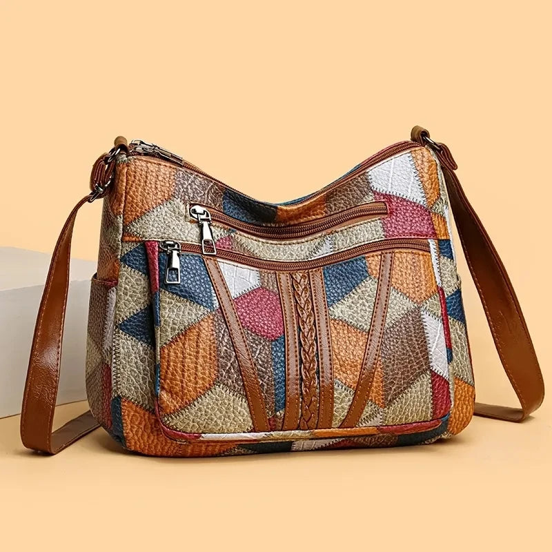 Lauranique - Soft-Touch Patchwork Crossbody Bag