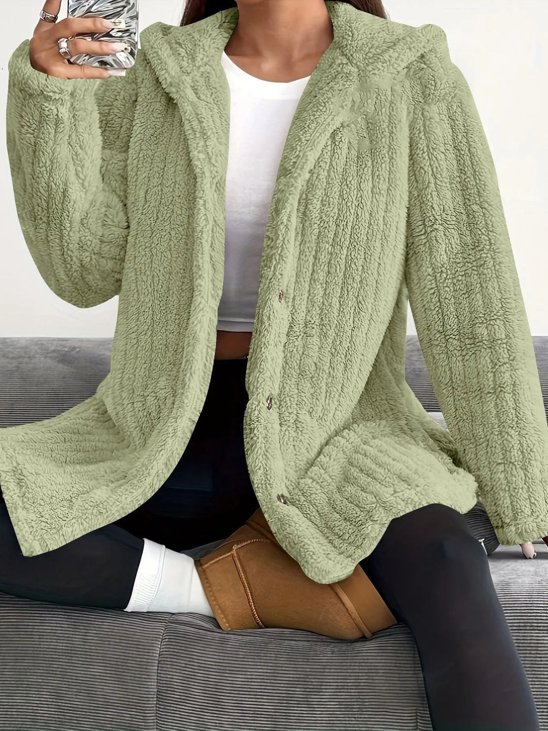 Bellarisse - Cozy Textured Hooded Jacket