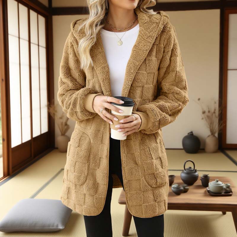 Zinnabelle - Plush Textured Hooded Cardigan