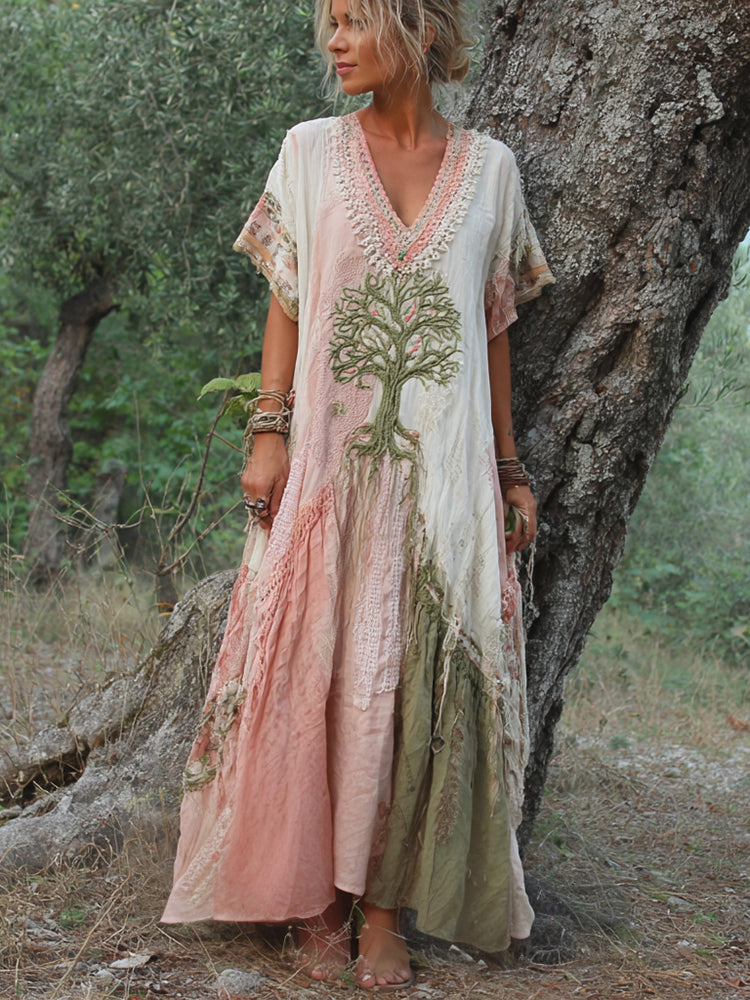 Carivienne - Vintage Tree Print Maxi Dress