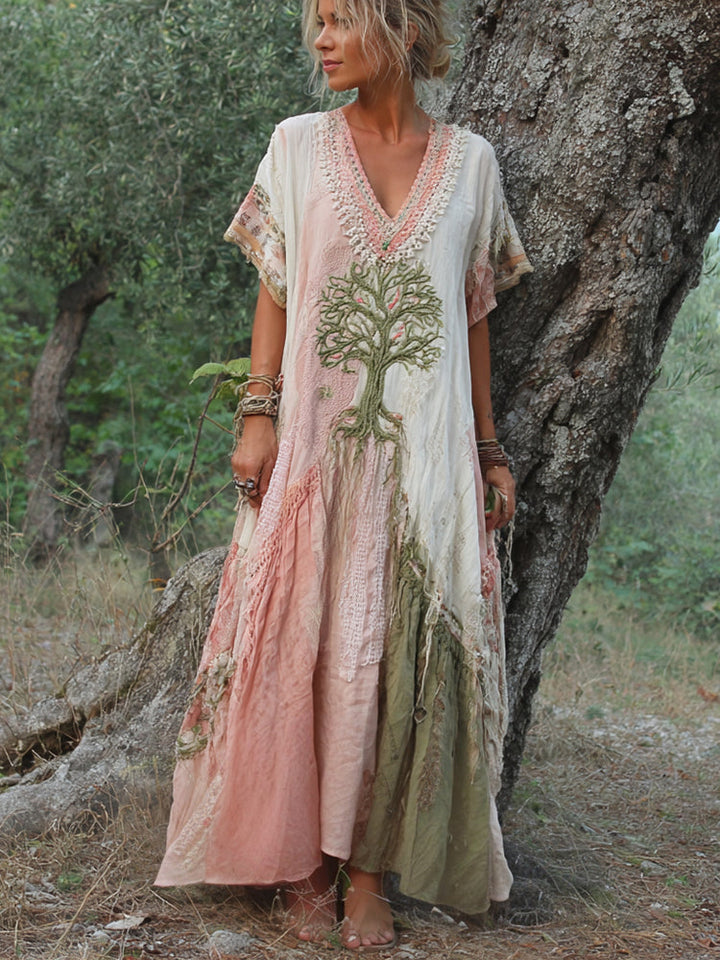Carivienne - Vintage Tree Print Maxi Dress