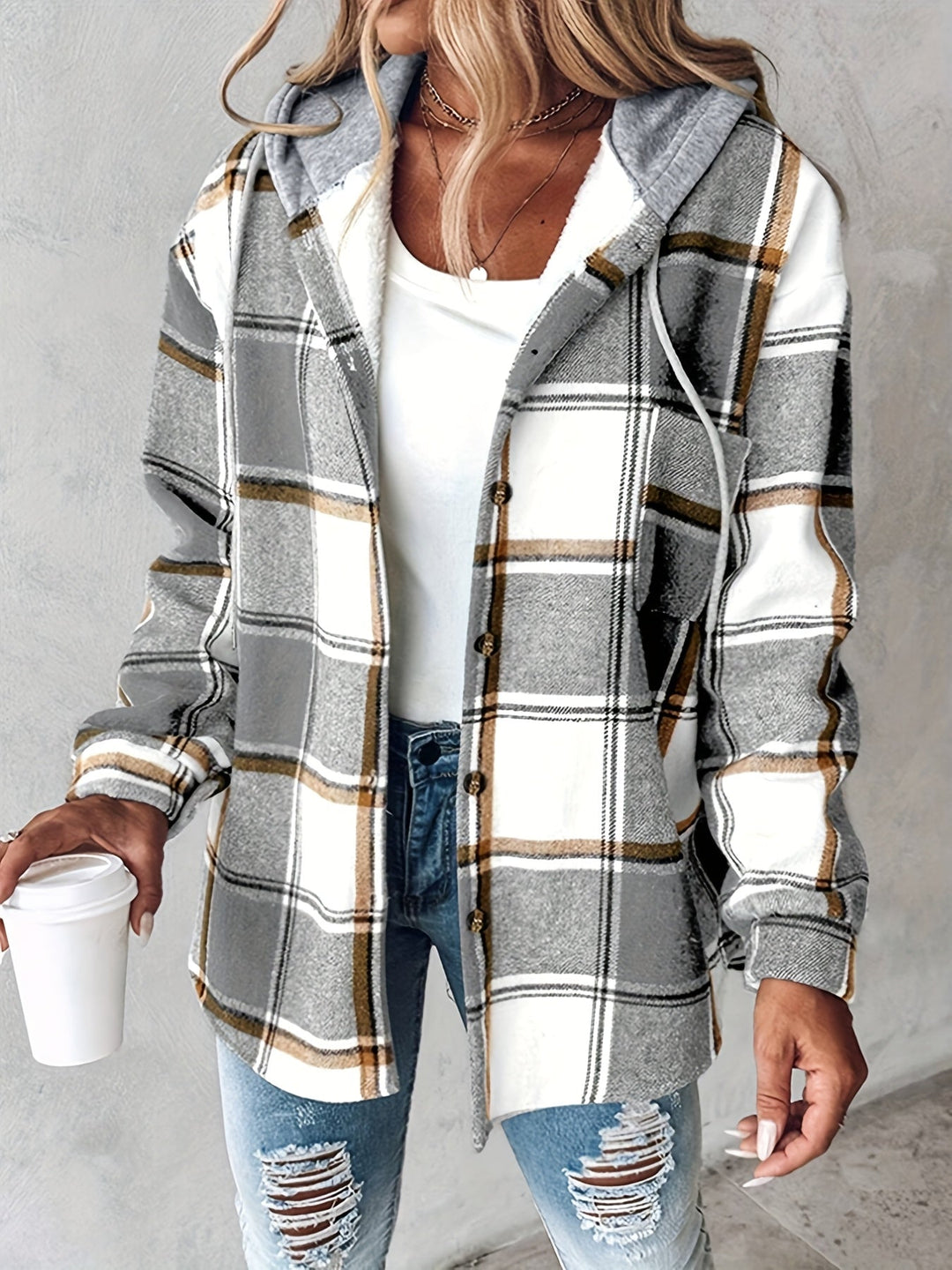 Genevessa - Soft-Touch Hooded Shacket