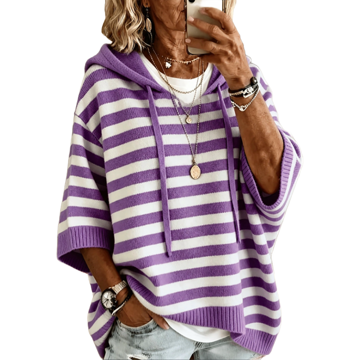 Leontine - Striped Hooded Knit Sweater