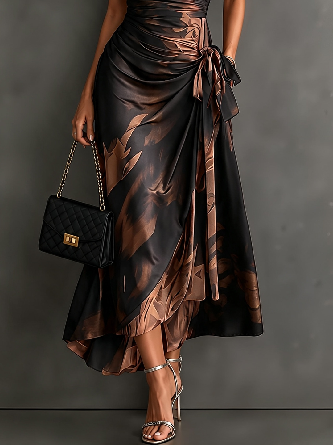 Roselle - Silky-Drape Shirt-Collar Maxi Dress