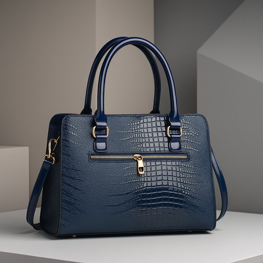 Aeryn - Structured Croc-Effect Handbag