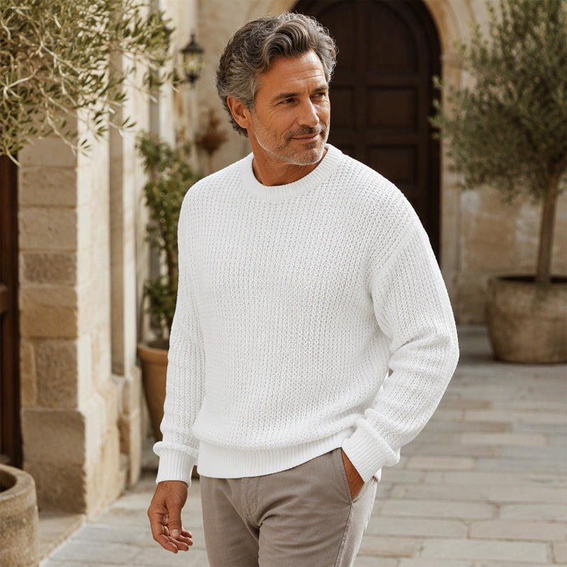 Isric - Textured Crew Neck Knit Sweater