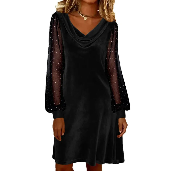 Verelia - Velvet Cowl Neck Mini Dress