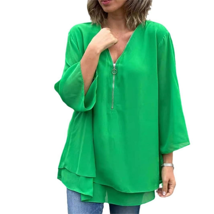 Brinavelle - Flowy Chiffon Tunic Blouse