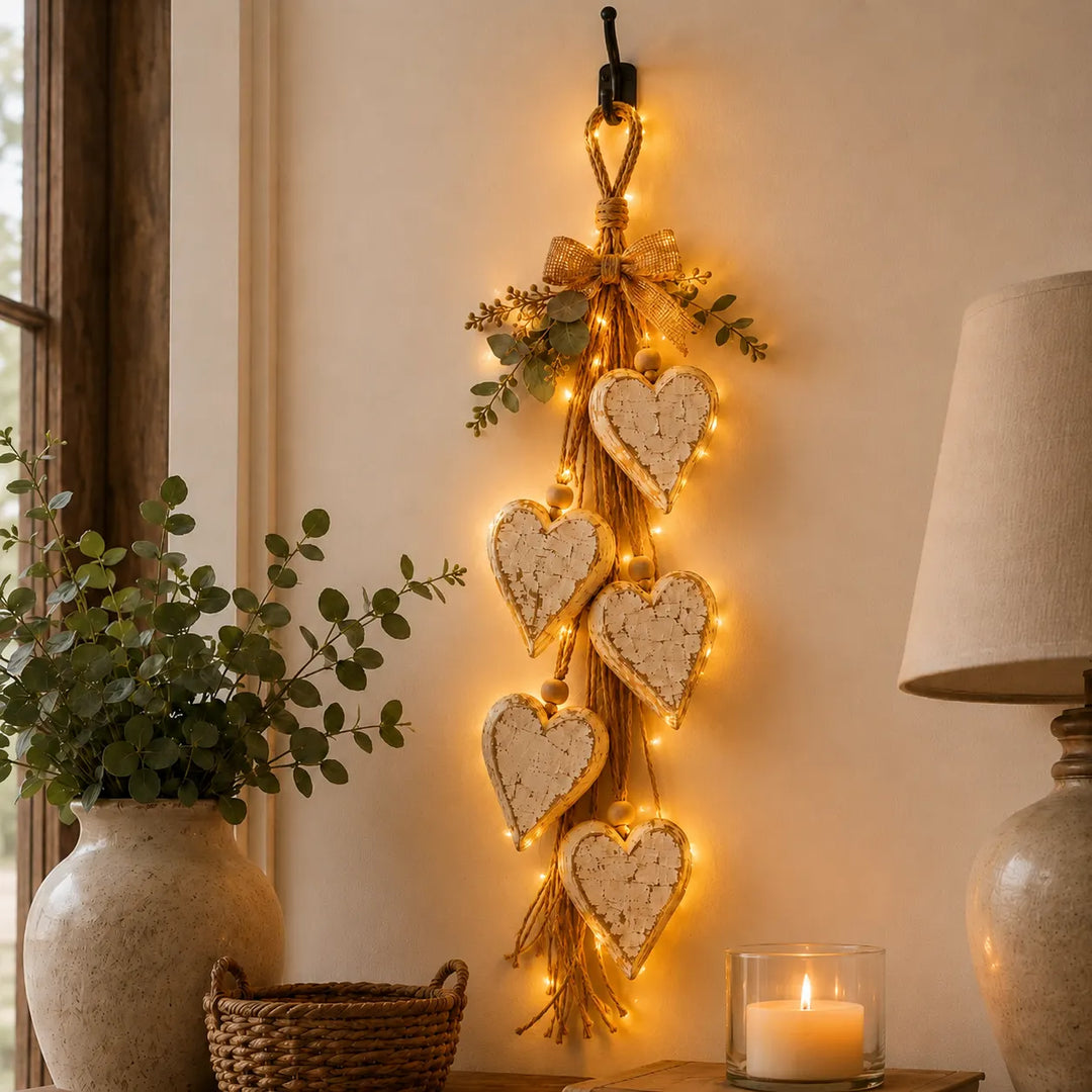Alinora - Distressed Heart Tassel Wall Accent