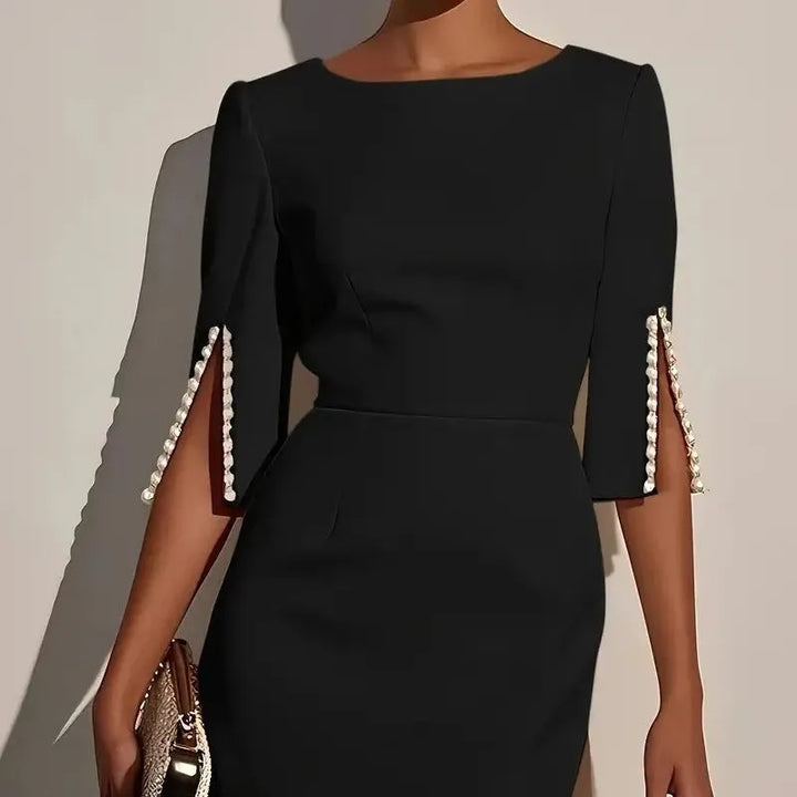 Avalyn - Pearl Sleeve Sheath Midi Dress