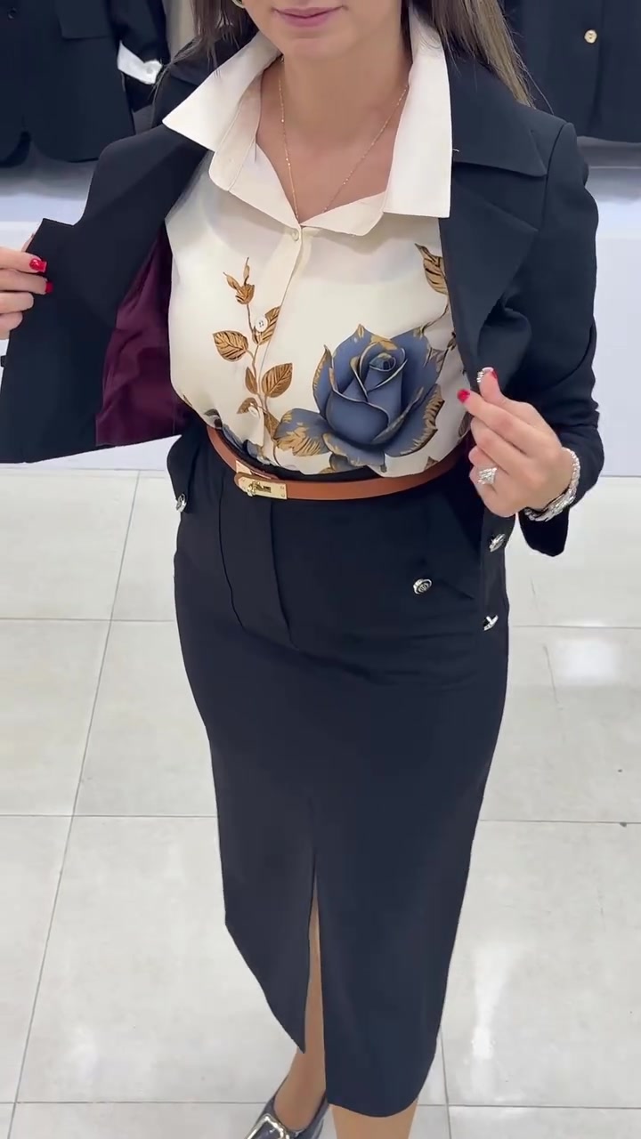 Xavina - Tailored Blazer Skirt Two Piece Set