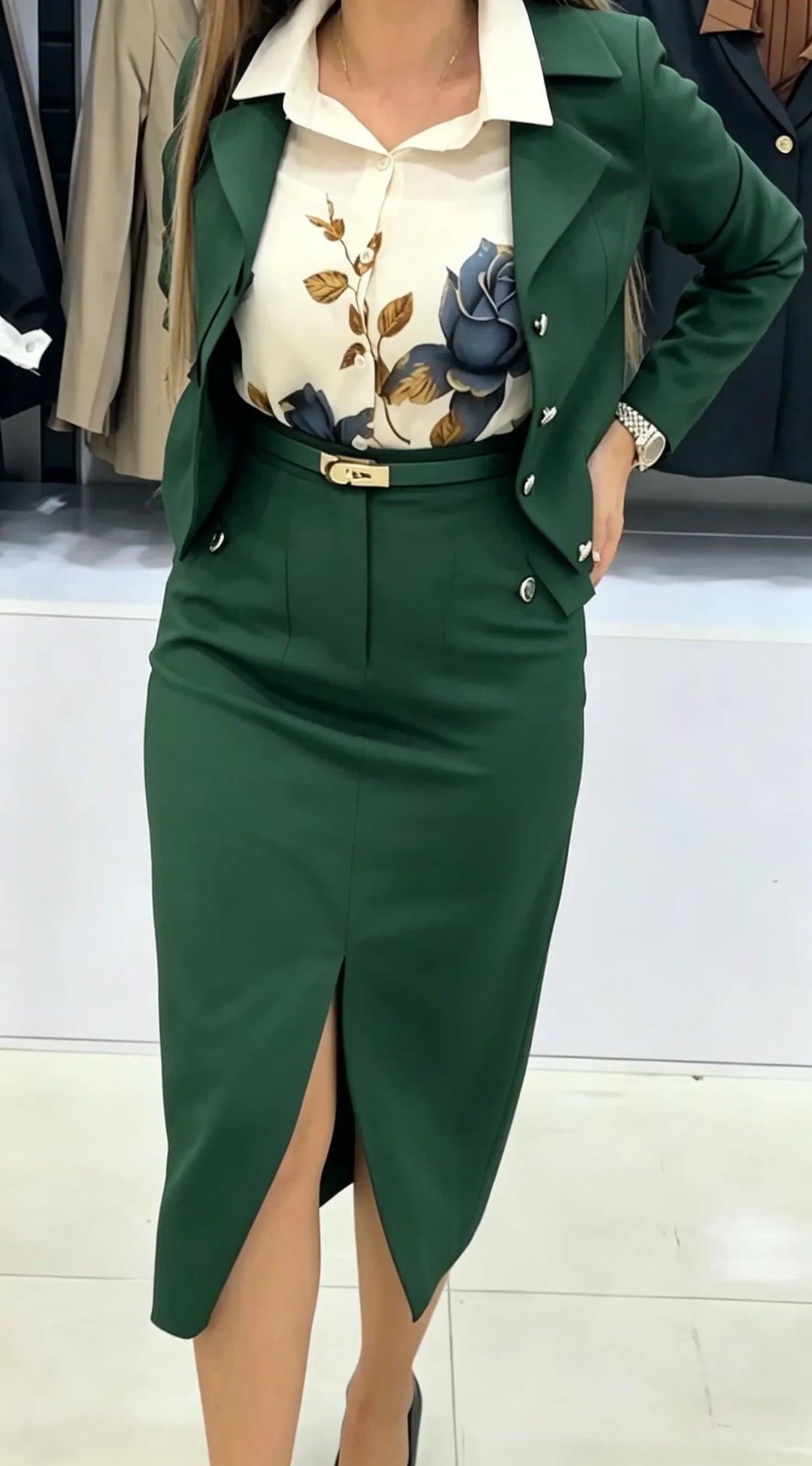 Xavina - Tailored Blazer Skirt Two Piece Set