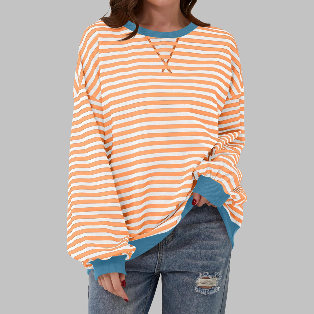 Viveca - Soft-Touch Striped Long-Sleeve Sweatshirt