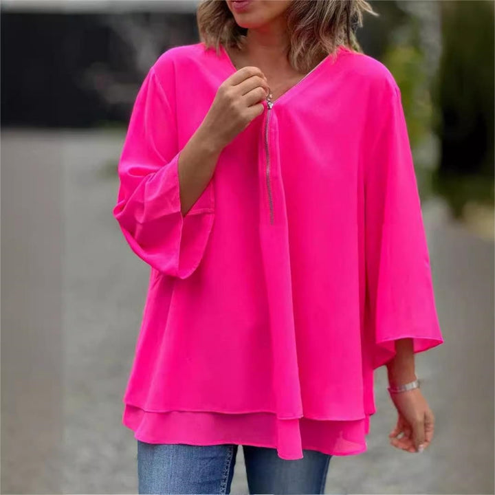 Brinavelle - Flowy Chiffon Tunic Blouse