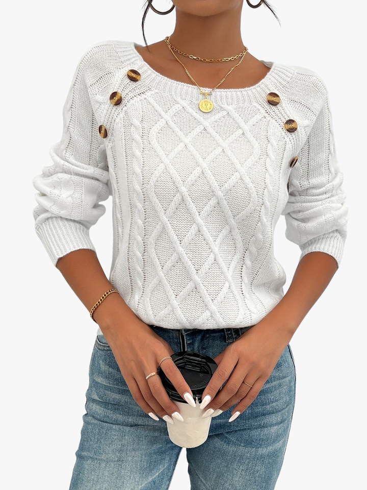 Rosabelle - Textured Buttoned Jumper