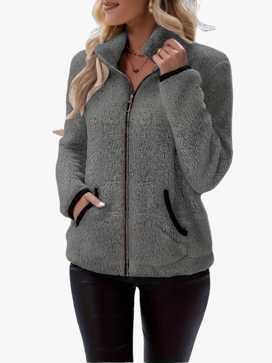 Adria - High Collar Sherpa Fleece Jacket