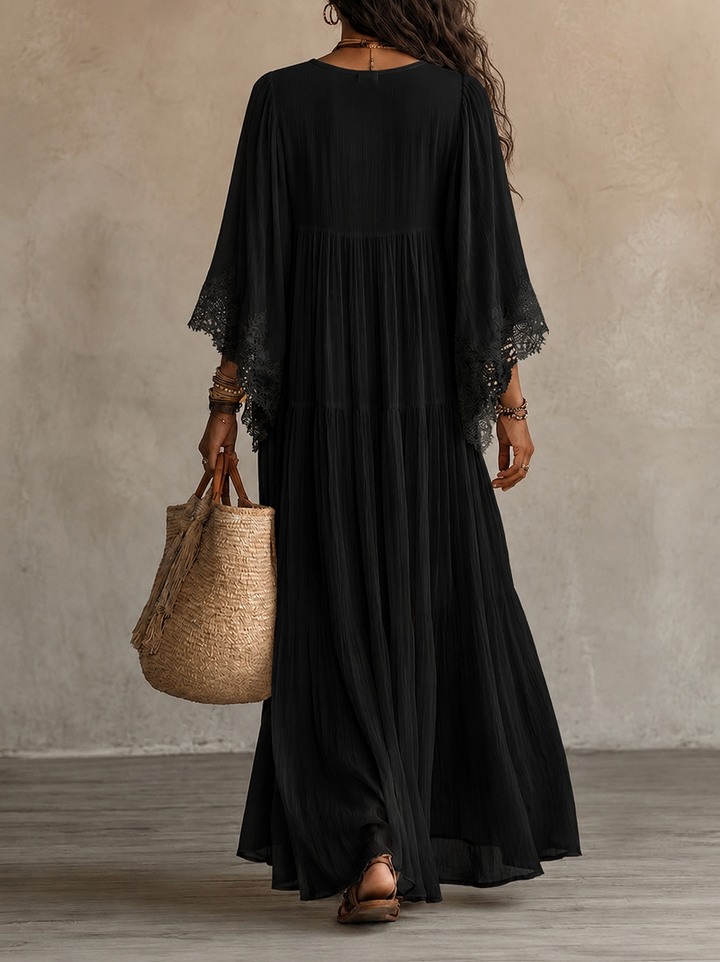 Aerinne - Airy Pleated Maxi Dress