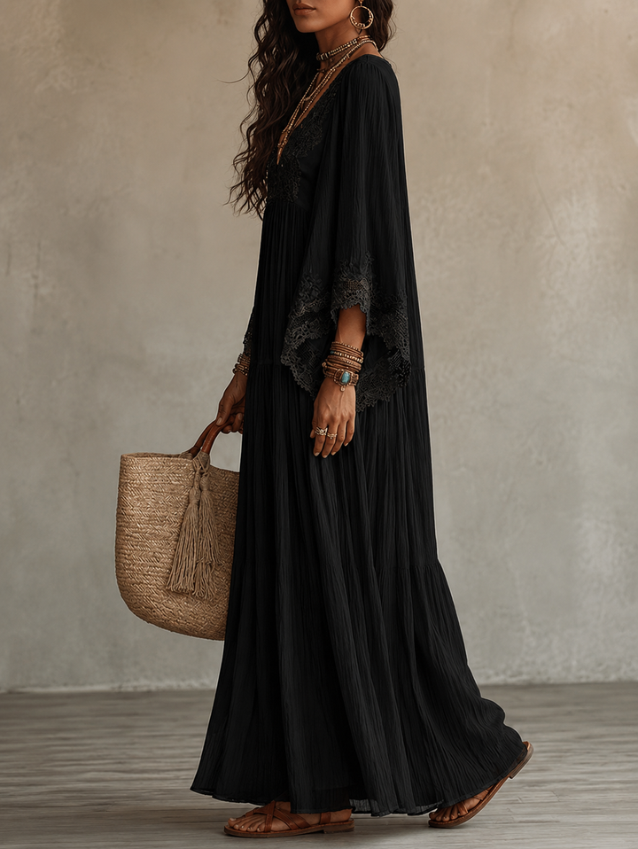 Aerinne - Airy Pleated Maxi Dress