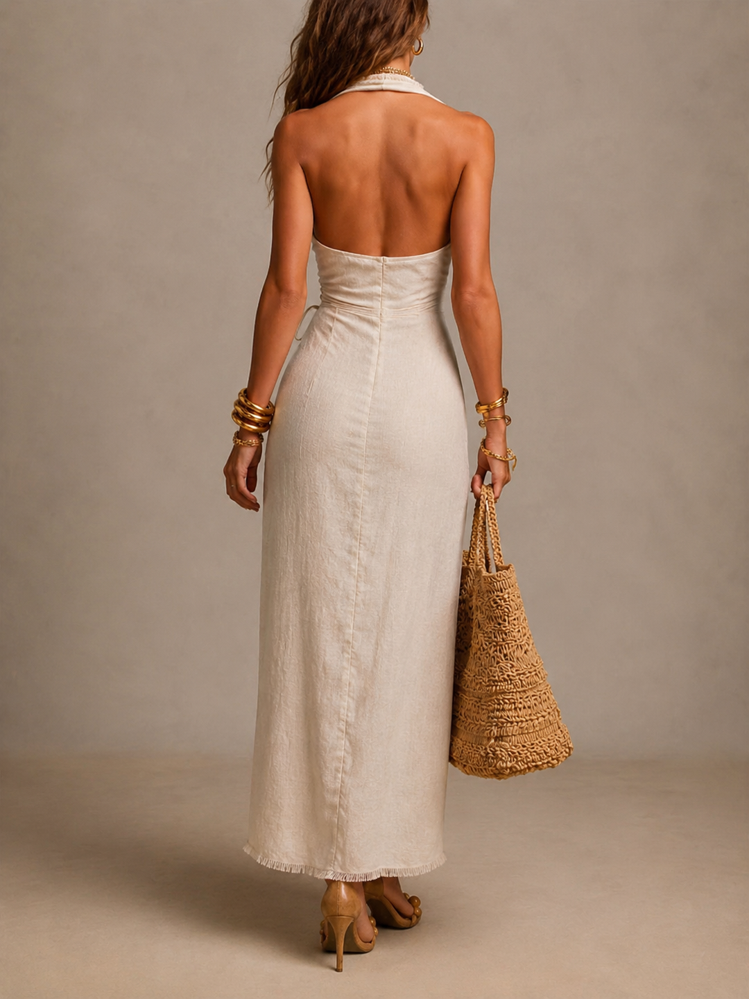 Aeloria - Premium Linen Wrap Midi Dress