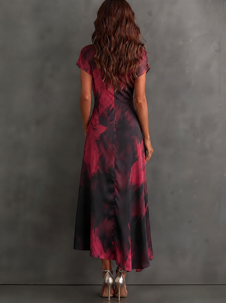 Roselle - Silky-Drape Shirt-Collar Maxi Dress