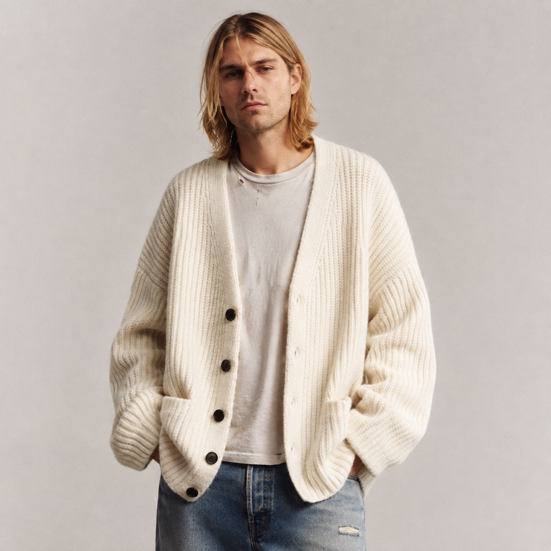 Galienne - Soft-Touch Oversized V-Neck Cardigan