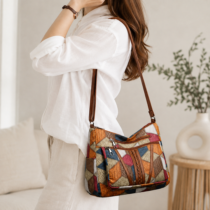 Lauranique - Soft-Touch Patchwork Crossbody Bag