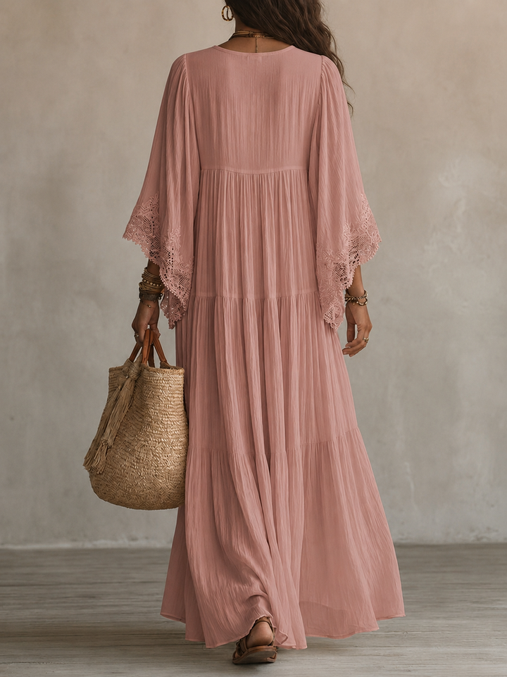 Aerinne - Airy Pleated Maxi Dress