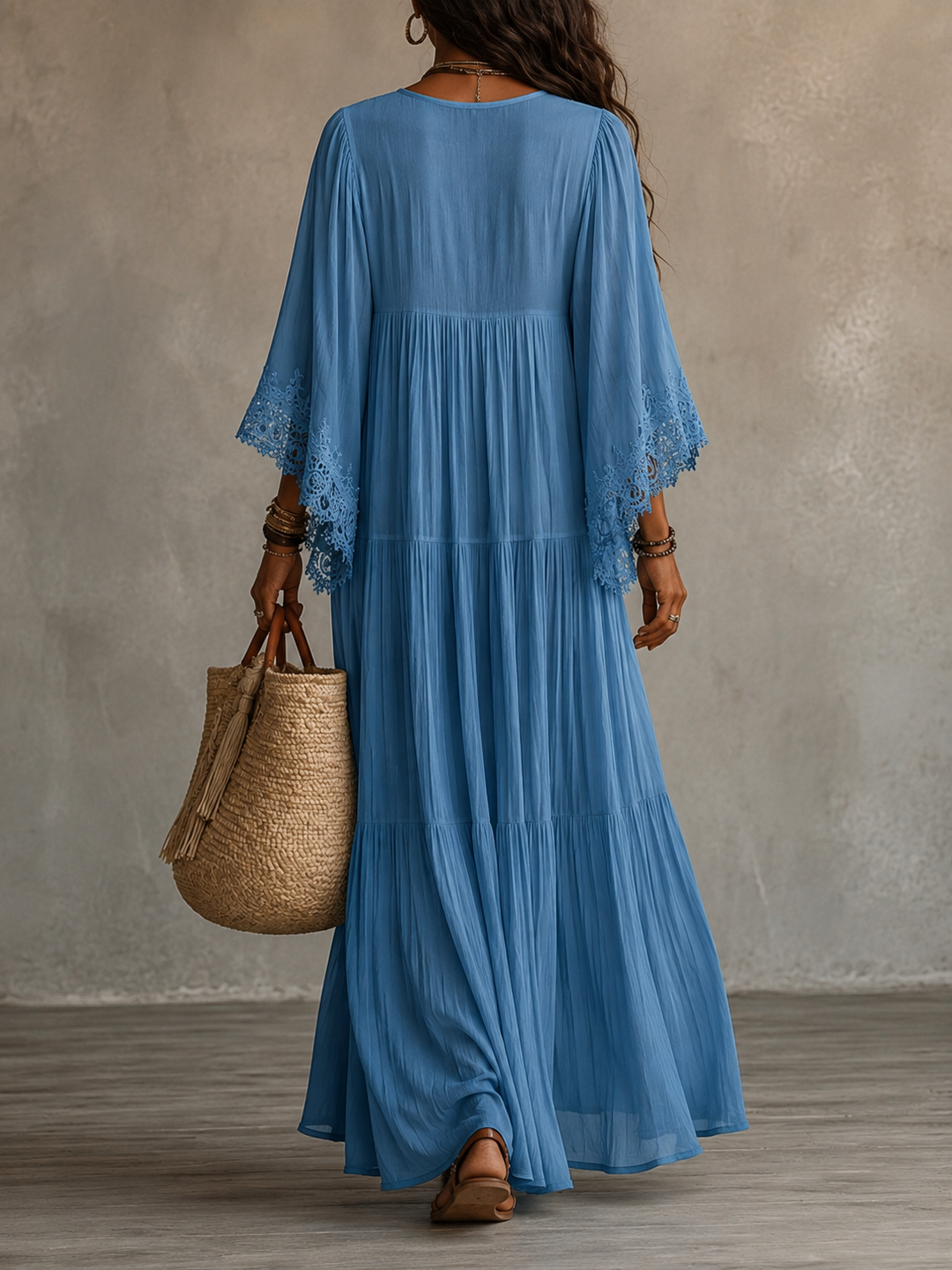 Aerinne - Airy Pleated Maxi Dress