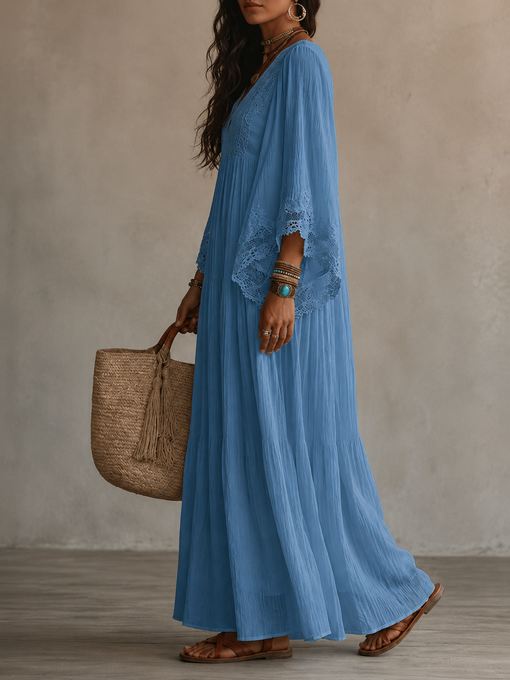 Aerinne - Airy Pleated Maxi Dress
