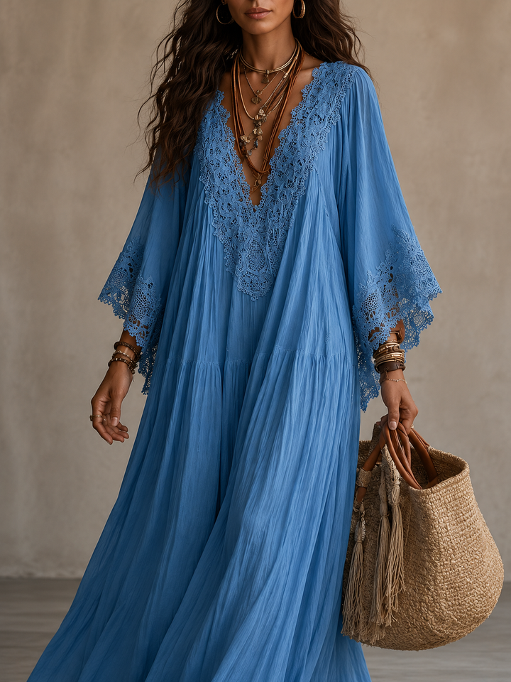 Aerinne - Airy Pleated Maxi Dress