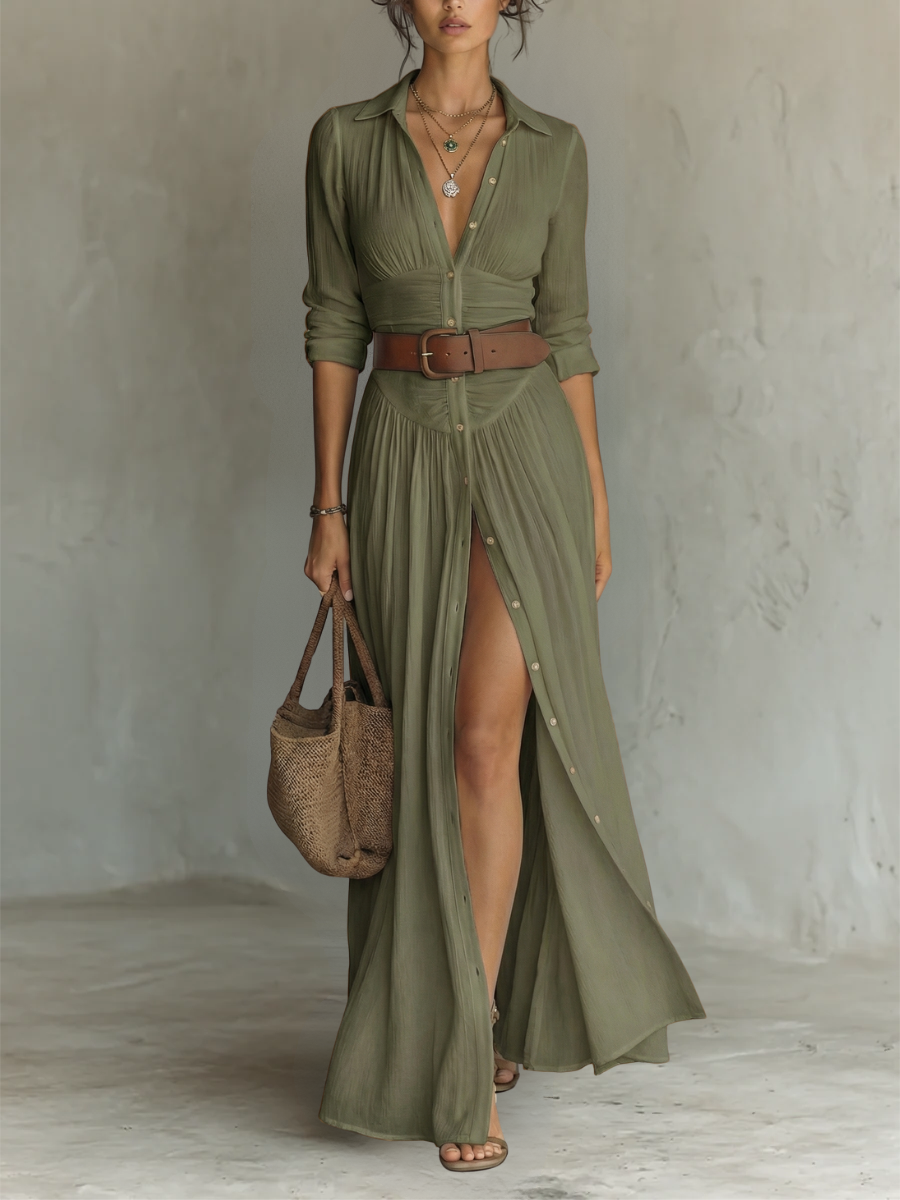 Melusine - Lightweight Belted Maxi Dress