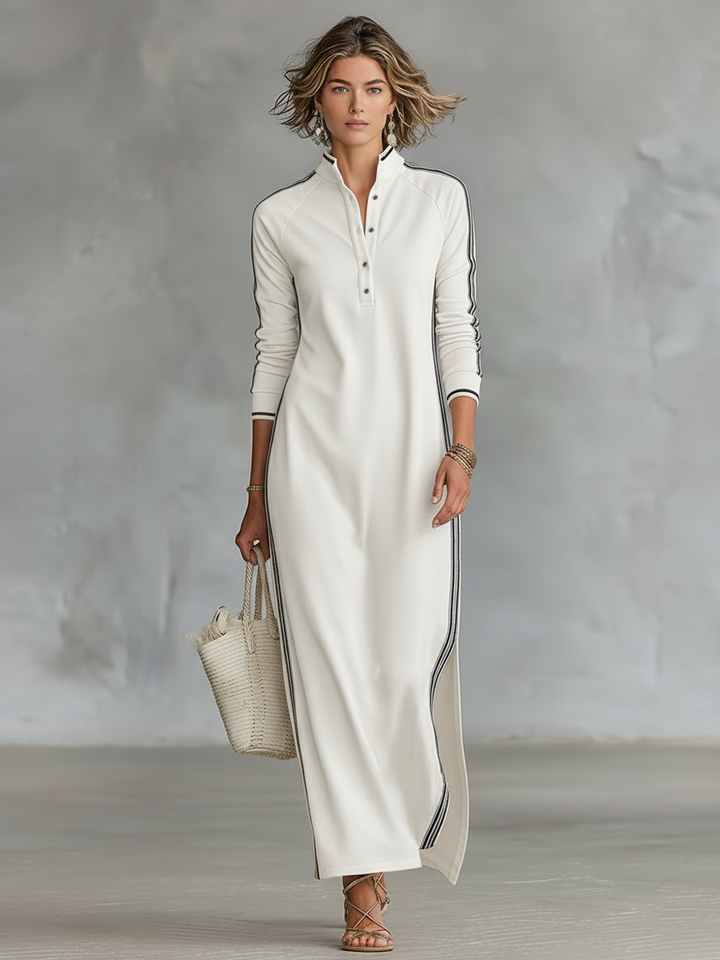 Aida - Sporty Stripe Long Sleeve Maxi Dress