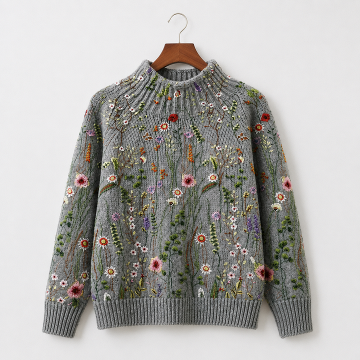 Adorelia - Soft-Touch Floral Knit Sweater
