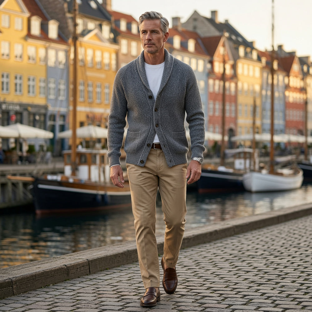 Bevan - Textured Shawl Collar Cardigan