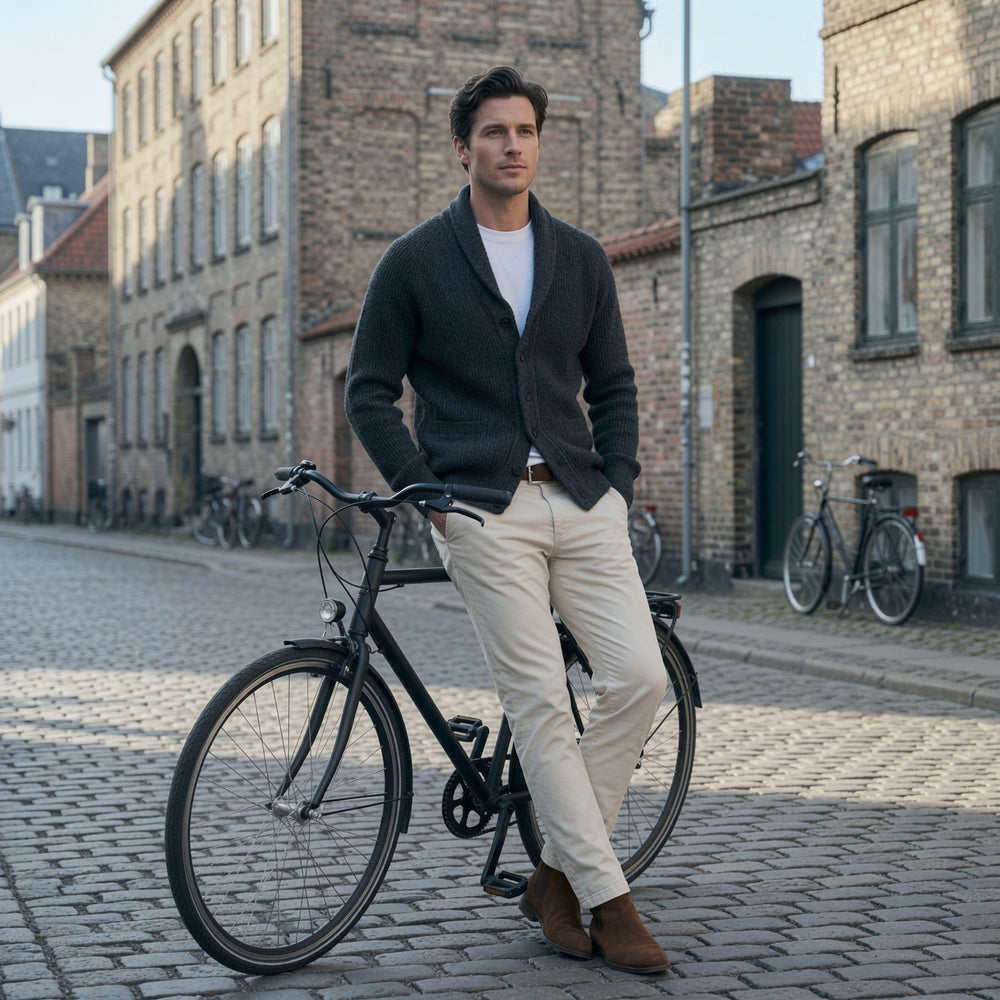 Bevan - Textured Shawl Collar Cardigan