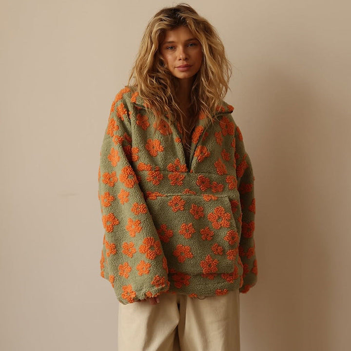 Clemency - Cozy Floral Fleece Pullover